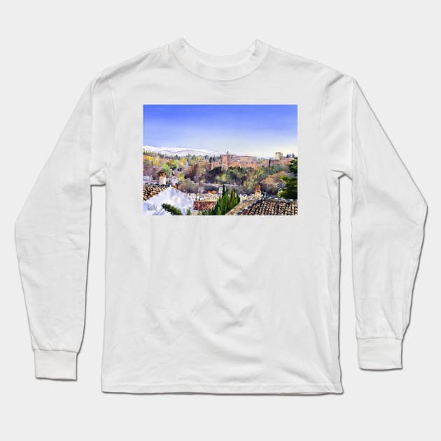 The Alhambra, Granada and the Sierra Nevada Long Sleeve T-Shirt by margaretmerry